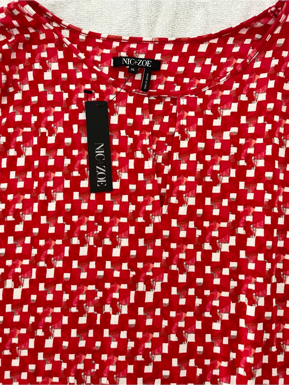 NIC+ZOE Red Patterned Blouse
